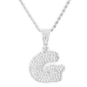 Silver Monogram "G" Crystal Initial Pendant Necklace